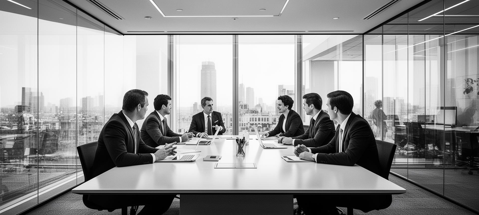 Équipe professionnelle collaborant sur un projet stratégique